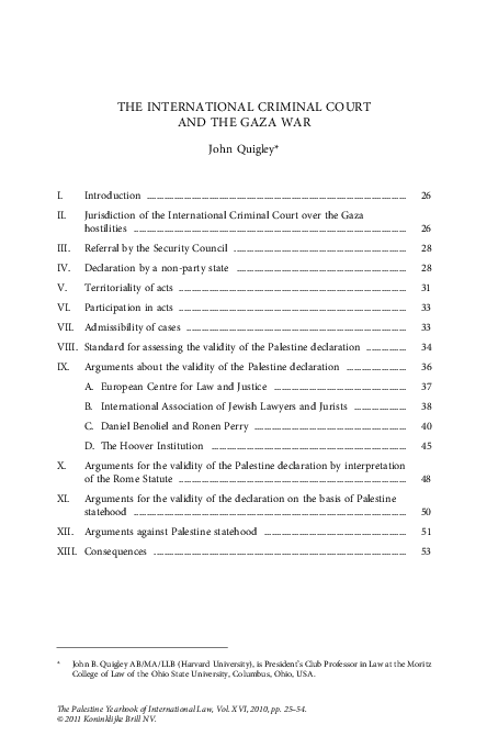 (PDF) The International Criminal Court and the Gaza War