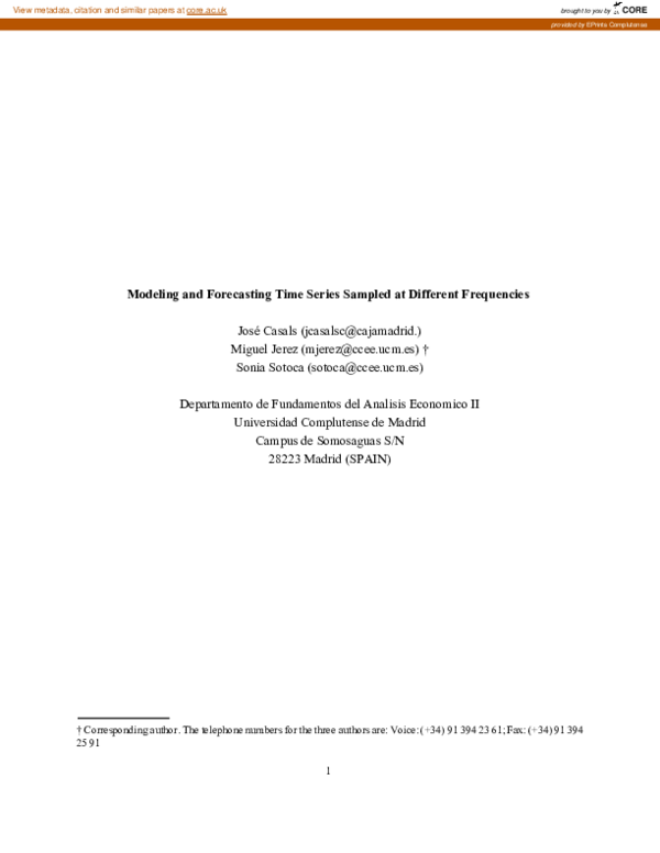 (PDF) Modelling an forecasting time series sampled at different frequencies