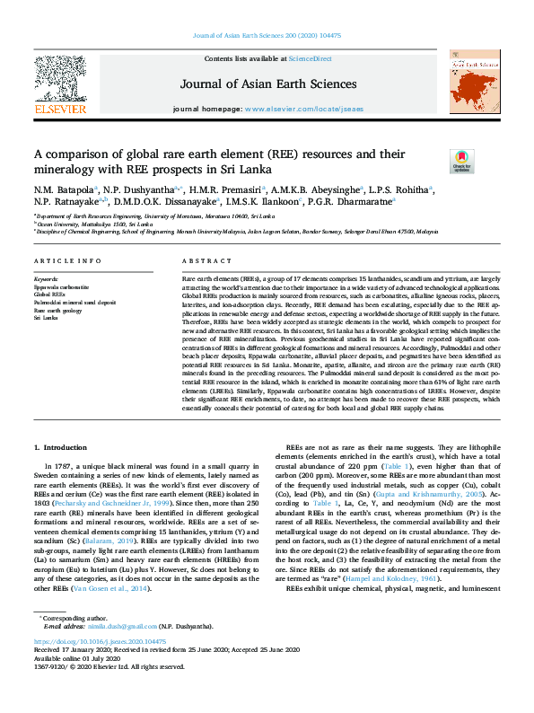 (PDF) A comparison of global rare earth element (REE) resources and ...