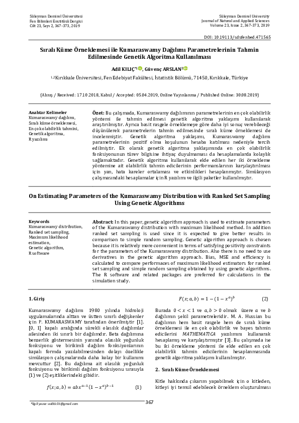 (PDF) On Estimating Parameters of the Kumaraswamy Distribution with ...
