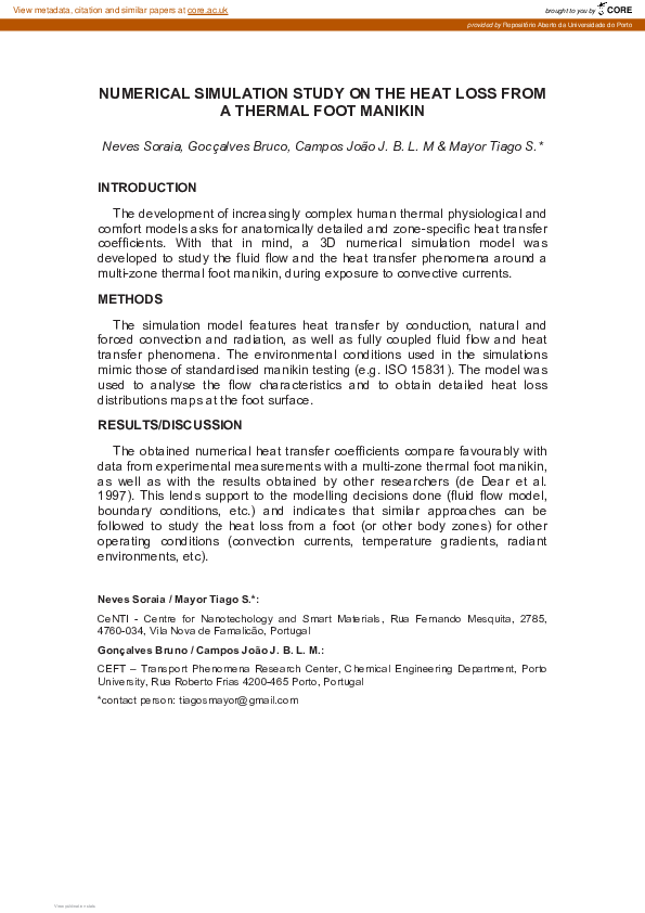 (PDF) Numerical simulation study on the heat loss from a thermal foot ...