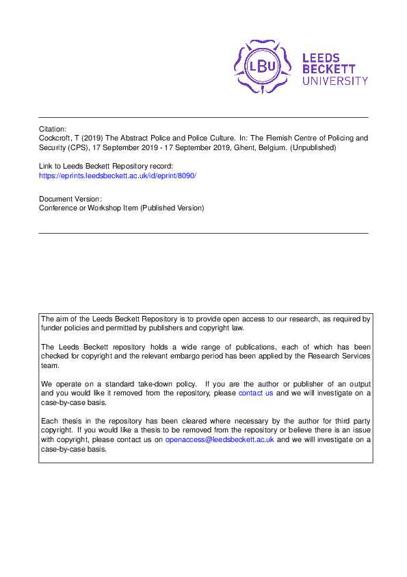 (PDF) The Abstract Police and Police Culture