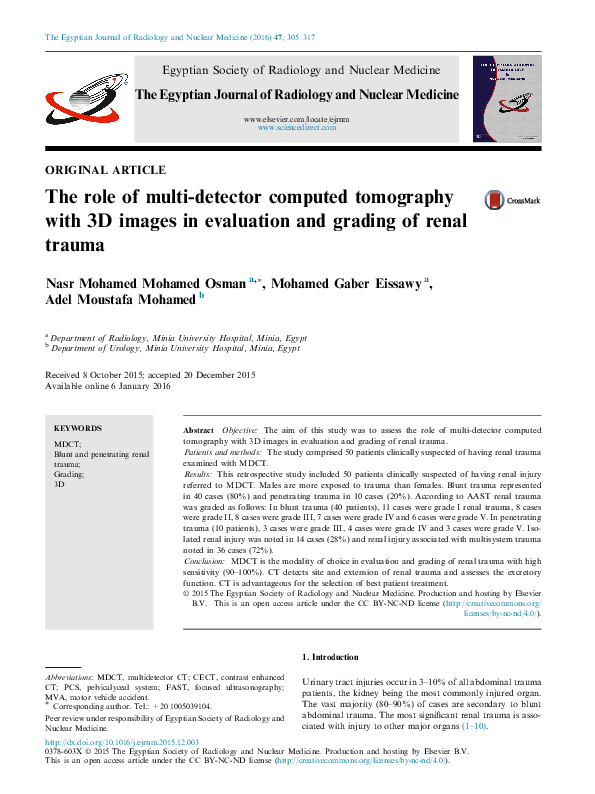 (PDF) The role of multi-detector computed tomography with 3D images in ...