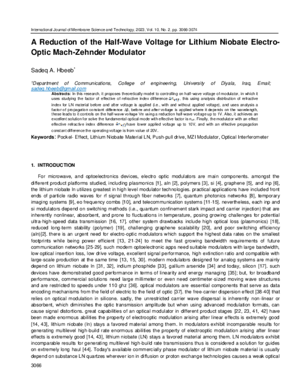 (PDF) A Reduction of the Half-Wave Voltage for Lithium Niobate Electro ...