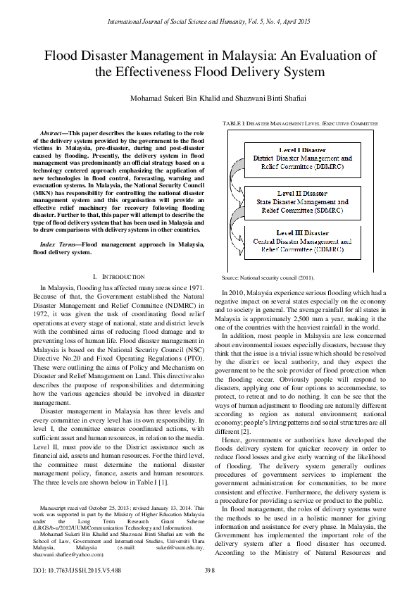 (PDF) Flood Disaster Management in Malaysia: An Evaluation of the ...