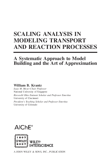 (PDF) Scaling Analysis in Modeling Transport and Reaction Processes