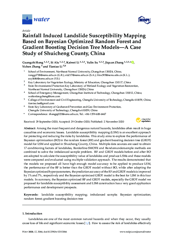 (PDF) Rainfall induced landslide susceptibility mapping using novel ...