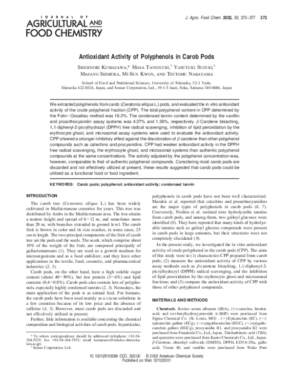 (PDF) Antioxidant Activity of Polyphenols in Carob Pods
