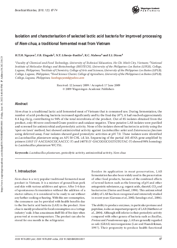 (PDF) Isolation and characterisation of selected lactic acid bacteria ...