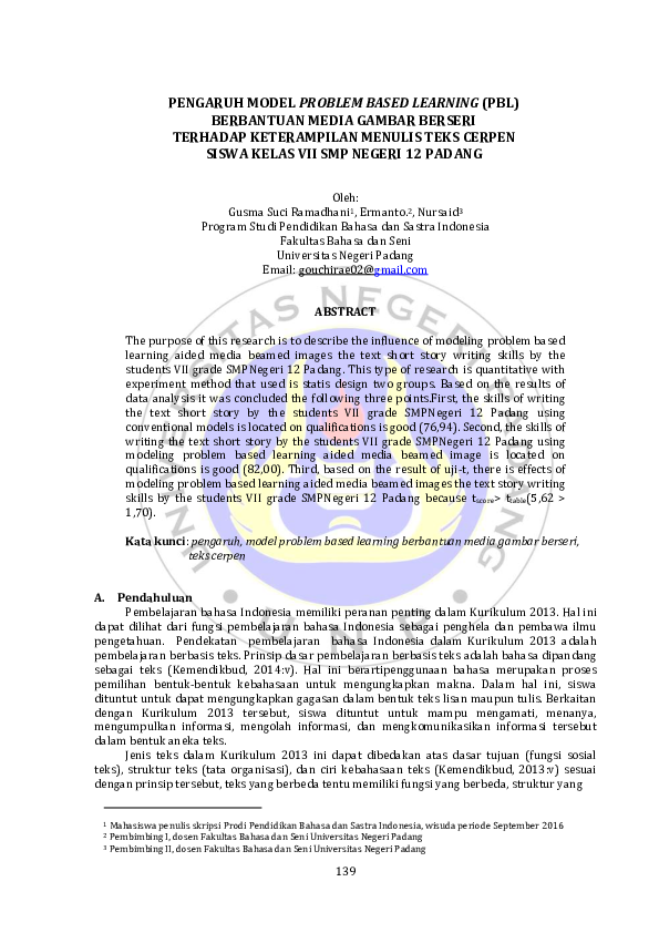 (PDF) Pengaruh Model Problem Based Learning (PBL) Berbantuan Multimedia ...