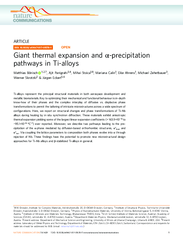 (PDF) Giant thermal expansion and α-precipitation pathways in Ti-alloys