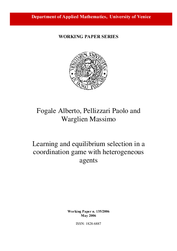 (PDF) Learning and equilibrium selection in a coordination game with ...