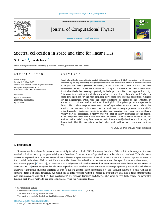 (PDF) Spectral collocation in space and time for linear PDEs