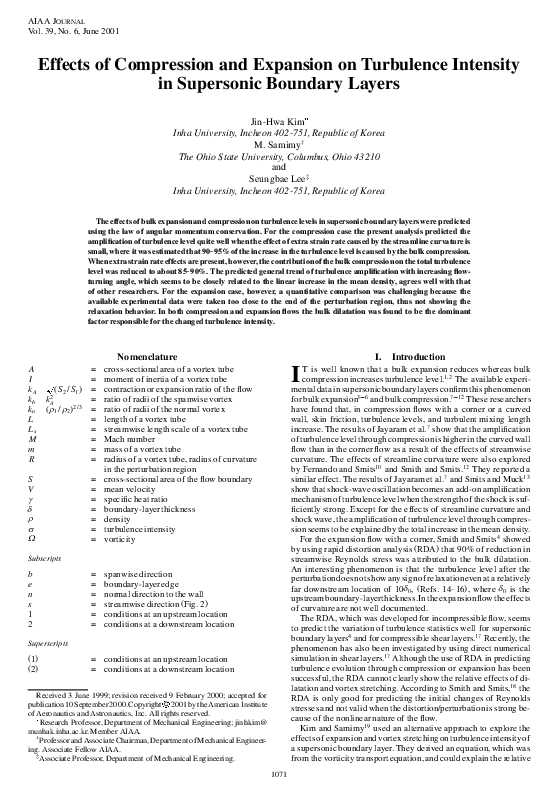 (PDF) Effects of Compression and Expansion on Turbulence Intensity in ...