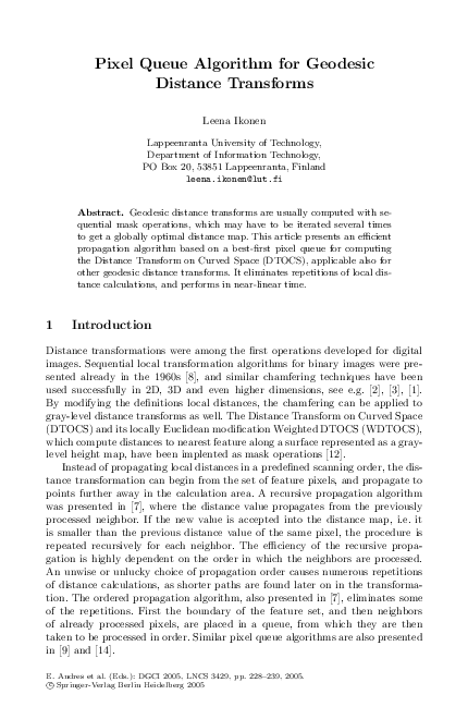 (PDF) Pixel Queue Algorithm for Geodesic Distance Transforms
