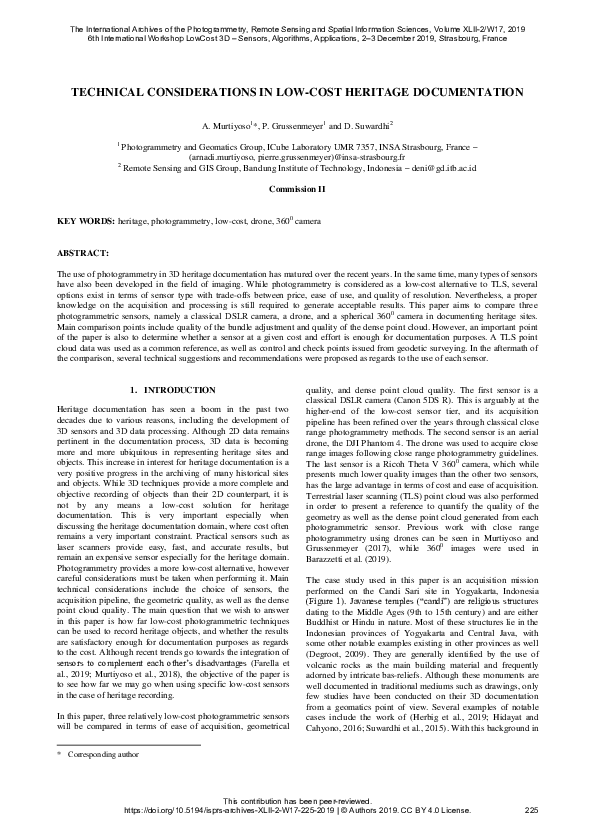 (PDF) Technical Considerations in Low-Cost Heritage Documentation