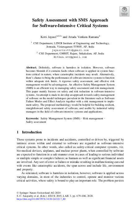 (PDF) Safety Assessment with SMS Approach for Software-Intensive ...