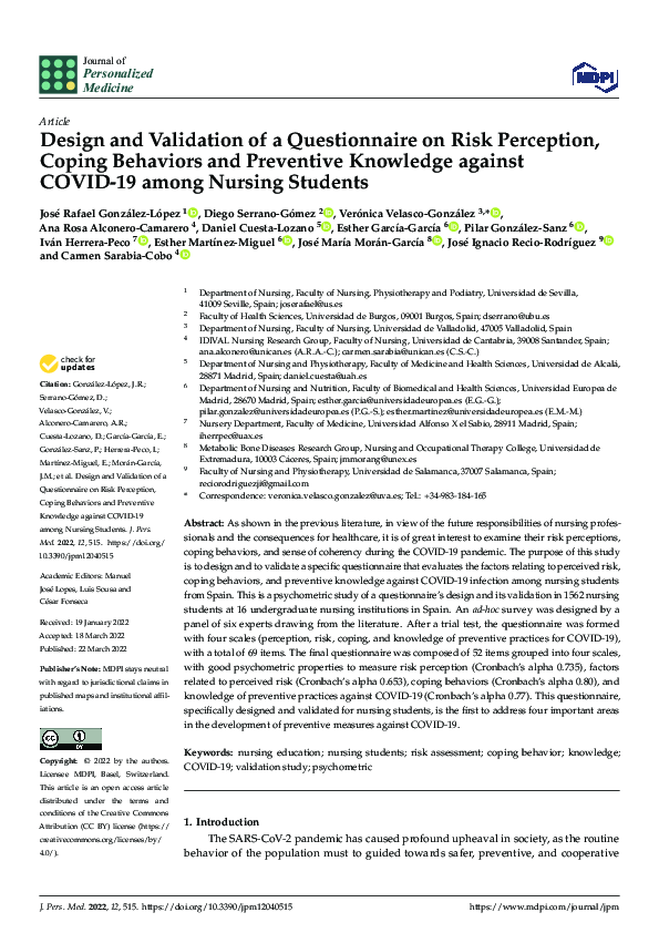 (PDF) Design and Validation of a Questionnaire on Risk Perception ...