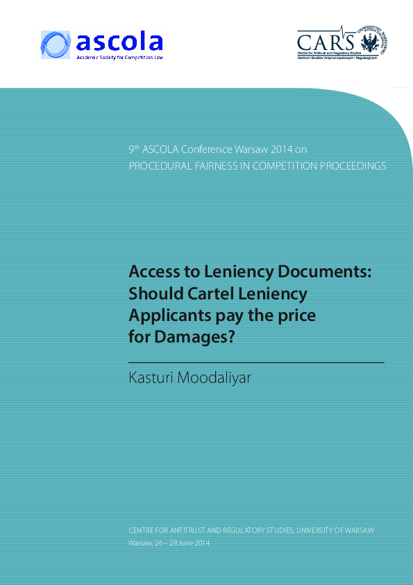 (PDF) Access to Leniency Documents: Should Cartel Leniency Applicants ...