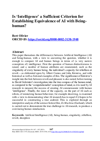 (PDF) Is Intelligence a Sufficient Crietrion for Establishing ...