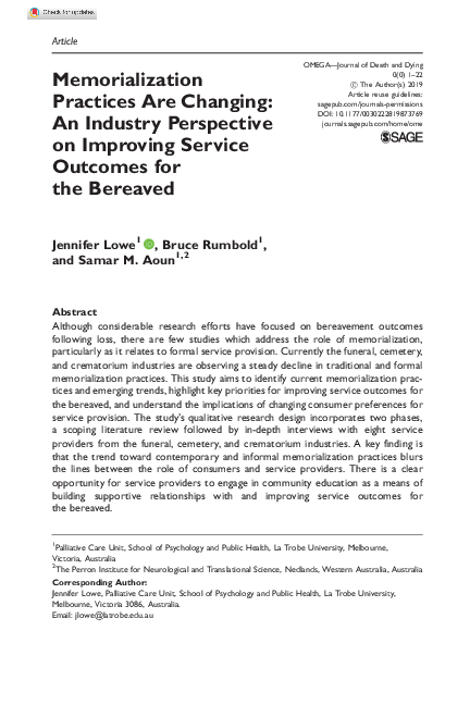 (PDF) Memorialization Practices Are Changing: An Industry Perspective ...