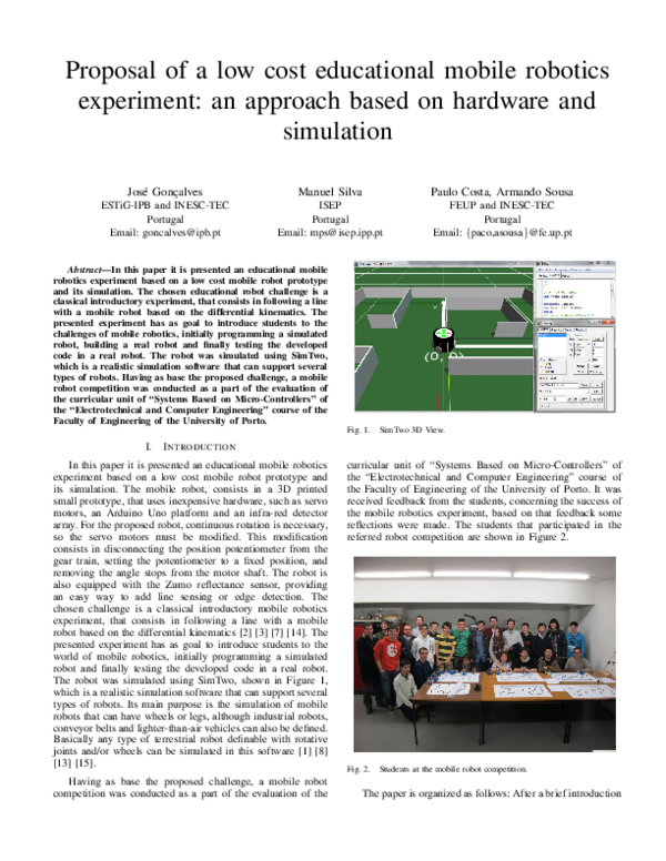 (PDF) Proposal of a low cost educational mobile robotics experiment: an ...