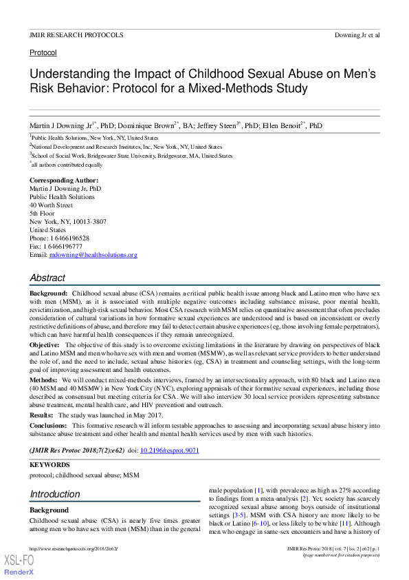(PDF) Understanding the Impact of Childhood Sexual Abuse on Men s Risk ...