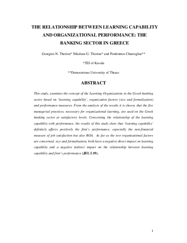(PDF) The Relationship Between Learning Capability and Organizational ...