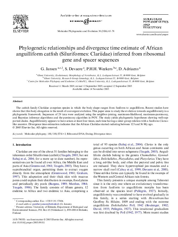 (PDF) Phylogenetic relationships and divergence time estimate of ...