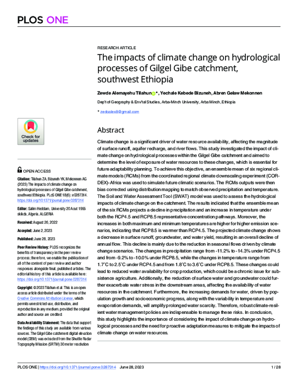 (PDF) The impacts of climate change on hydrological processes of Gilgel ...