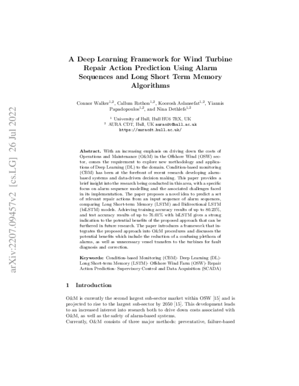 (PDF) A Deep Learning Framework for Wind Turbine Repair Action ...