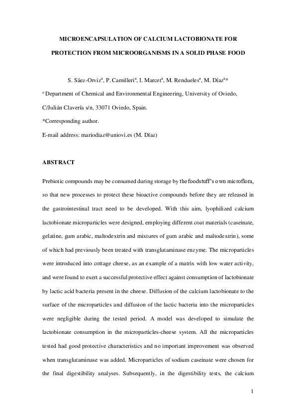 (PDF) Microencapsulation of Calcium Lactobionate for Protection from ...