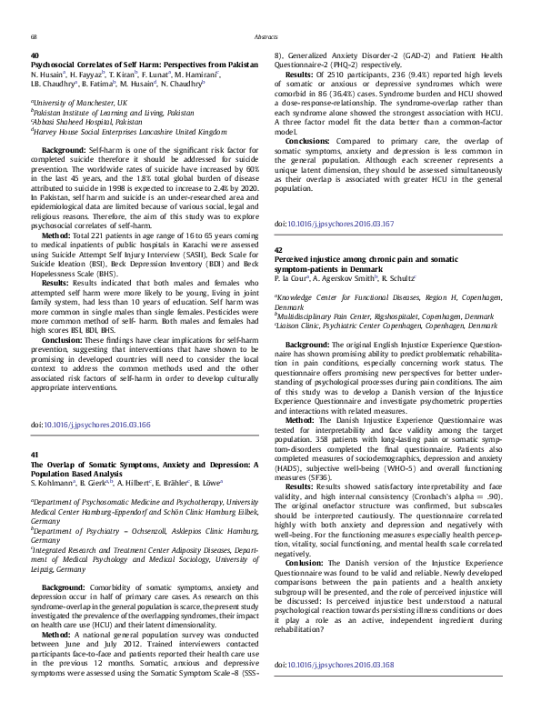 (PDF) Perceived injustice among chronic pain and somatic symptom ...
