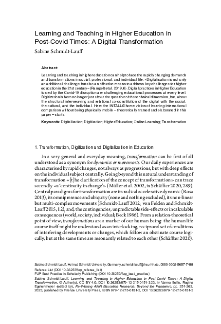 (PDF) Learning and Teaching in Higher Education in Post-Covid Times: A ...