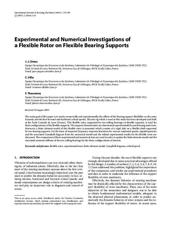 (PDF) Experimental and Numerical Investigations of a Flexible Rotor on ...