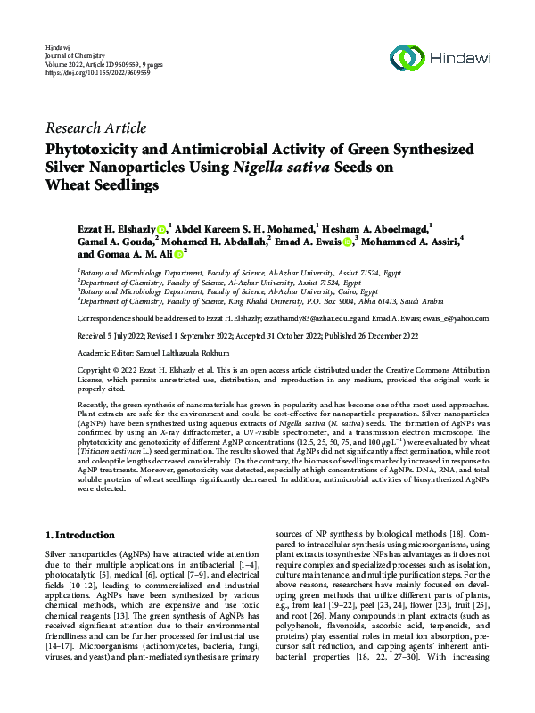 (PDF) Phytotoxicity and Antimicrobial Activity of Green Synthesized ...