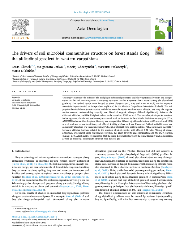 (PDF) The drivers of soil microbial communities structure on forest ...