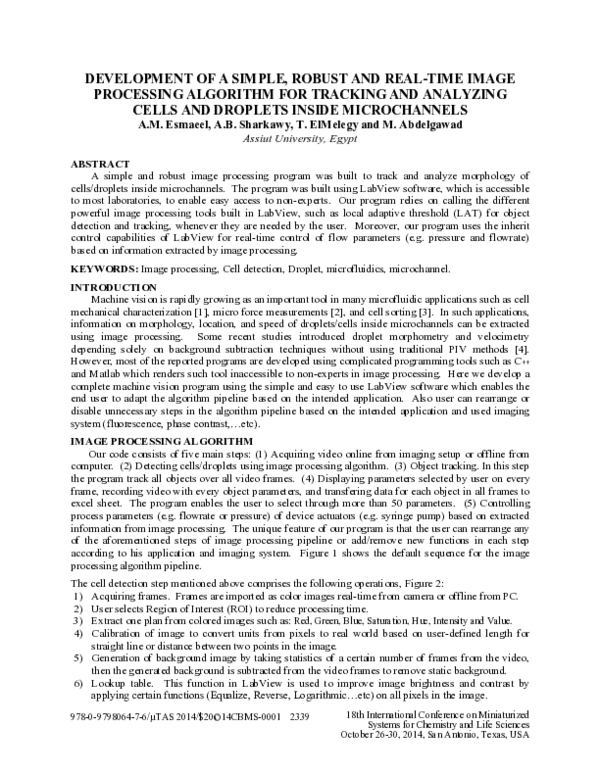 (PDF) Development of a Simple, Robust and Real-Time Image Processing ...