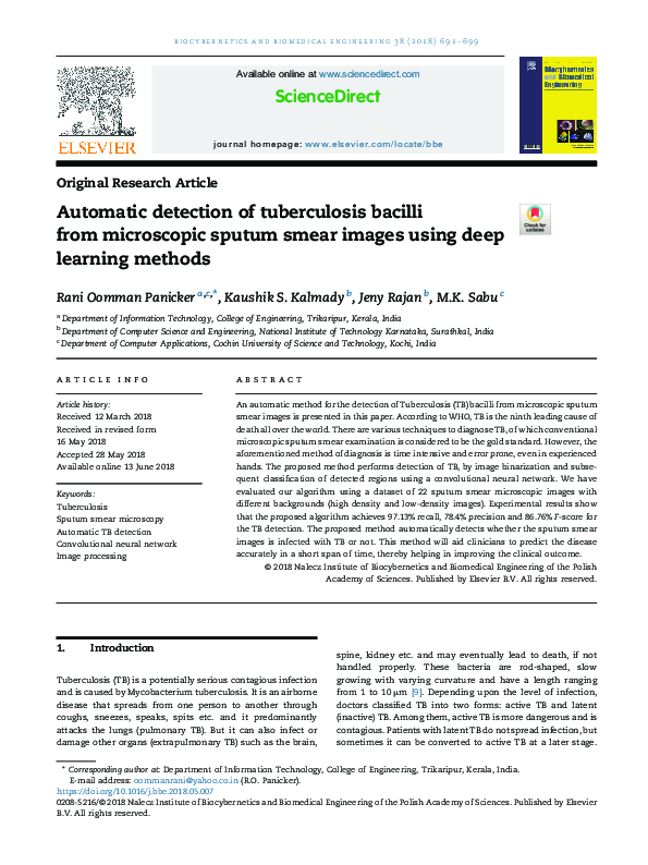 (PDF) Automatic Detection of Tuberculosis Bacilli from Microscopic ...