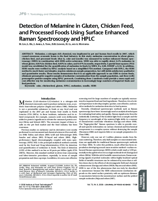 (PDF) Detection of Melamine in Gluten, Chicken Feed, and Processed ...