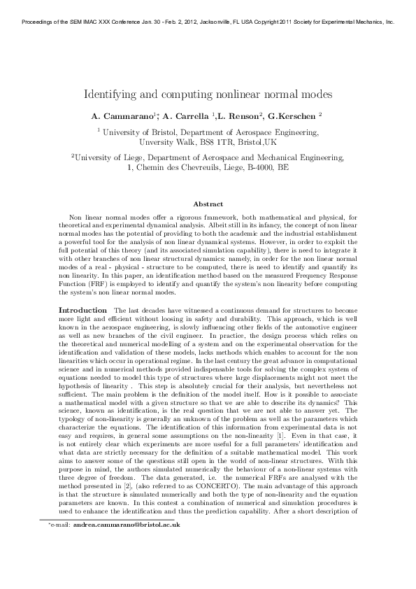 (PDF) Identifying and Computing Nonlinear Normal Modes