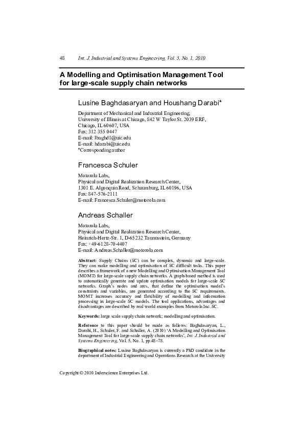 (PDF) A Modelling and Optimisation Management Tool for large-scale ...