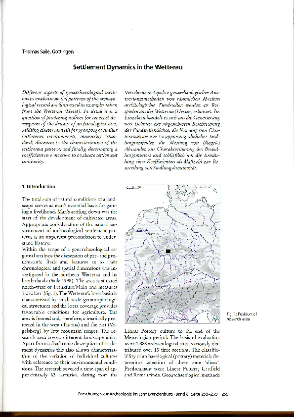 (PDF) Settlement Dynamics in the Wetterau.