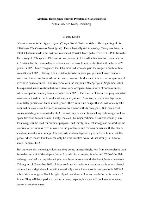 (PDF) Artificial Intelligence and the Problem of Consciousness