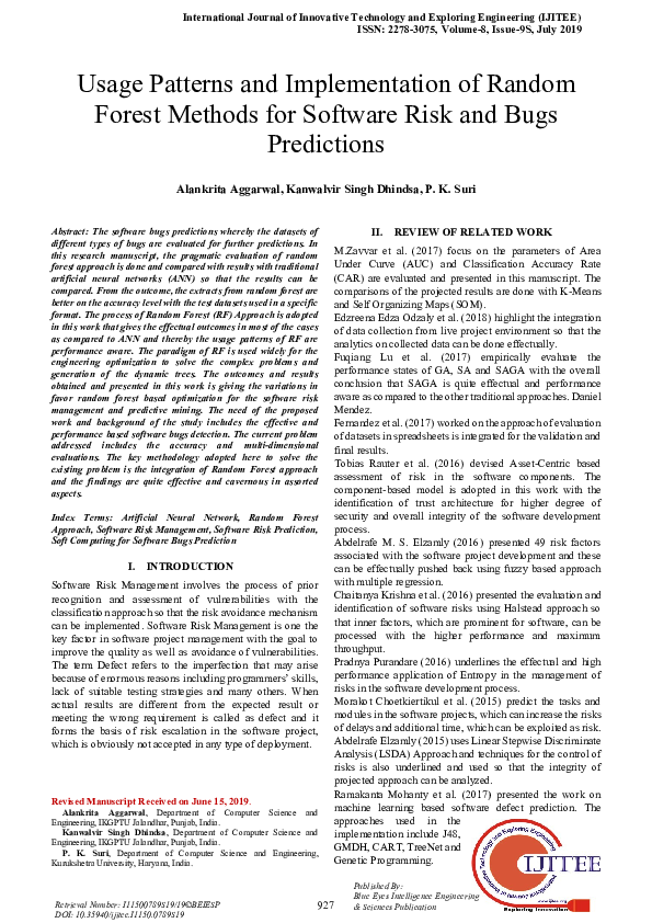 (PDF) Usage Patterns and Implementation of Random Forest Methods for ...