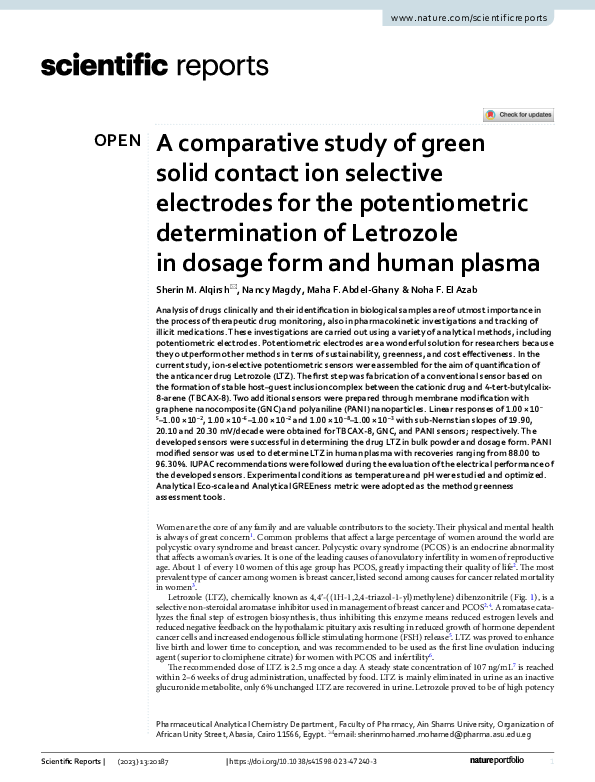 (PDF) A comparative study of green solid contact ion selective ...