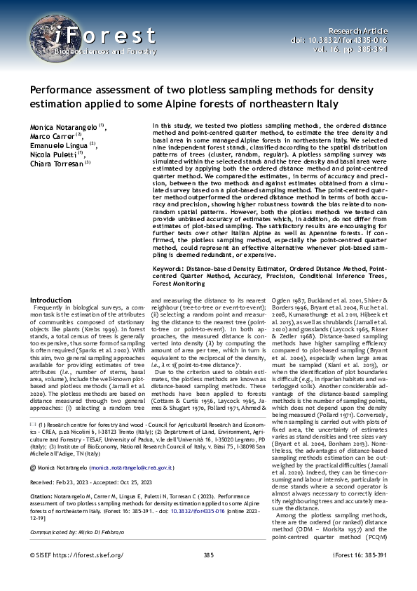 (PDF) Performance assessment of two plotless sampling methods for ...