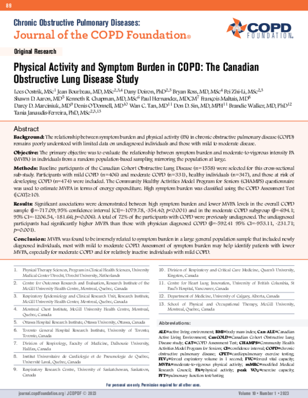 (PDF) Physical Activity and Symptom Burden in COPD: The Canadian ...