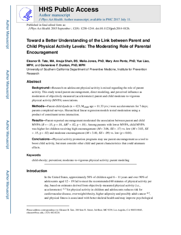 (PDF) Toward a Better Understanding of the Link Between Parent and ...