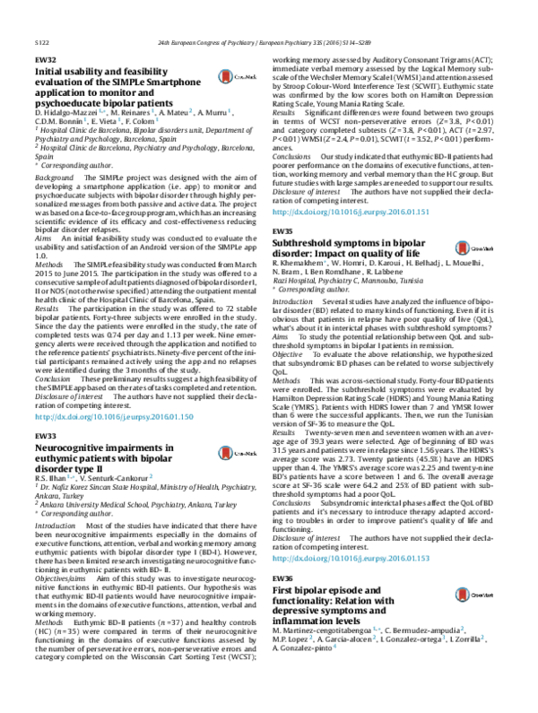 (PDF) Neurocognitive impairments in euthymic patients with bipolar ...